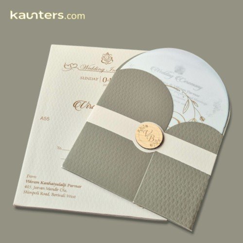 KSM2MA26A55 – Elegant MDF Monogram Wedding Invitation Set