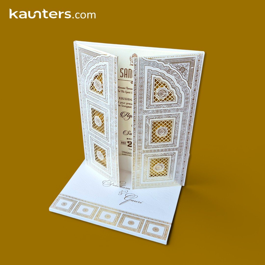 Pearl White Door Opening Style Wedding Invitation Suite - 1728W