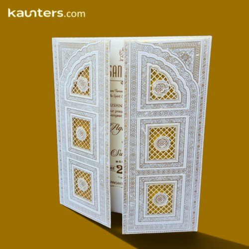 Pearl White Door Opening Style Wedding Invitation Suite - 1728W