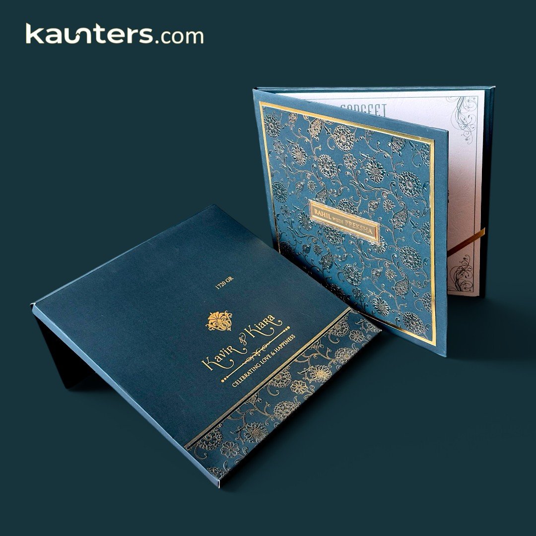 Peacock Blue Floral Theme Hindu & Indian Wedding Invitation Suite - 1720GR